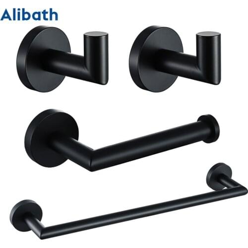 Bathroom Hardware Set Wall Robe Hook Towel Rail Bar Rack Bar Shelf Toilet Paper Holder Bathroom Accessories Sets Matte Black