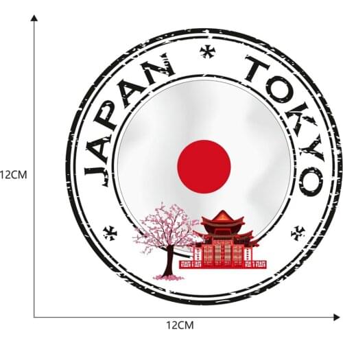 Car Rear Sticker Japan Tokyo Round Sticker Helmet Decal PVC Car Auto Sticker Decal Japan Flag Sticker Decal Emblem Badge 12*12cm