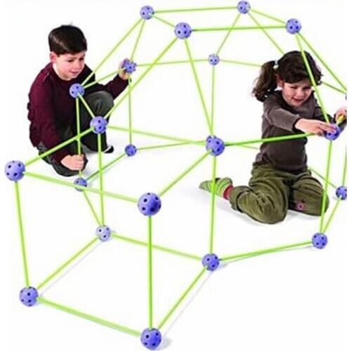 New Kids Tents Construction Fort Building Castles Tunnels Kit DIY 3D Play House Building Toys For Boys Girls Birthday Gift