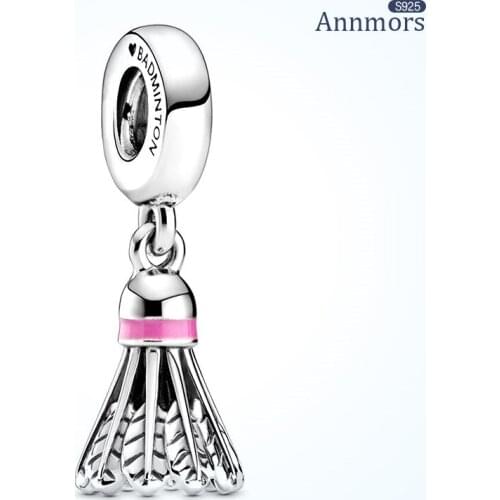 Badminton Charm 925 Sterling Silver Fits Pandora Charms Bracelets for Woman Girl Beads Gifts for Women Bracelet and Necklace