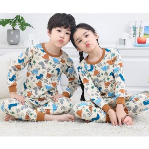 2PC/Set Pajamas for Boys Girls Cotton Sleepwear Baby Tops+Pants Long Sleeved Underwear Suits Teen Child Dinosaur Casual Homewear