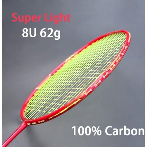 Super Light 8U 62-67g Professional Full Carbon Badminton Racket Ultralight Raquette 22-30 LBS Z-Speed Force Free String Bag
