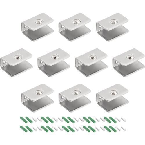 Uxcell 10pc Stainless Steel Half Round Rectangle Glass Shelf Bracket Glass Clamp Clip Holder Adjustable for 10-14mm 8-12mm 6-8mm
