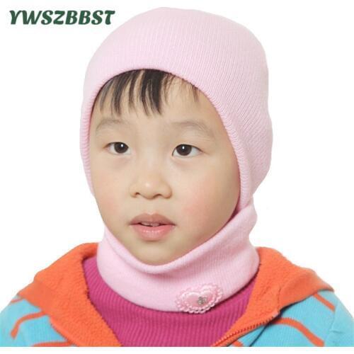 2pcs/ set Knitting Baby Hat Scarf Solid Color Girls and Boys Caps Baby Beanie Spring Autumn Winter Warm Hat with Scarf