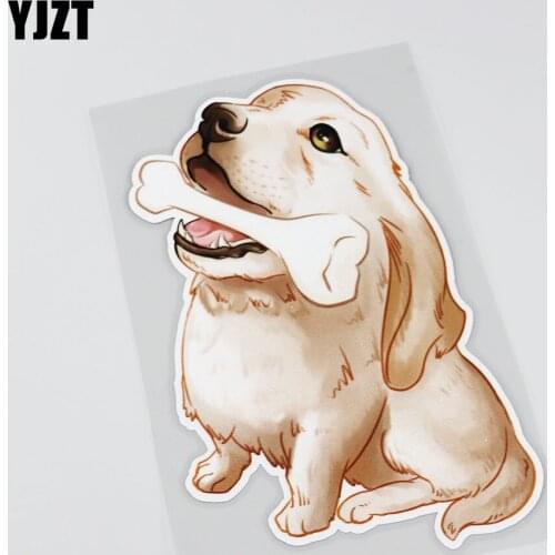 YJZT 10CMX15.1CM Lovely Eating Bones Dog Dog Car Sticker Decal 13B-0055