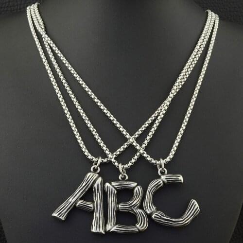 Fashion Stainless Steel Jewelry For Woman and Man 700mm Long Charm Sweater Chain Long Necklace Letter A-Z Pendant NBJLAABD
