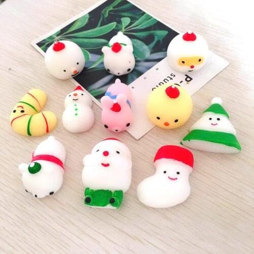 Funny Squeeze Fidget Toy Christmas Snowman Sock Cane Santa Claus Scarf Soft Squishy Stress Relief Decompression Toys XMAS Gifts