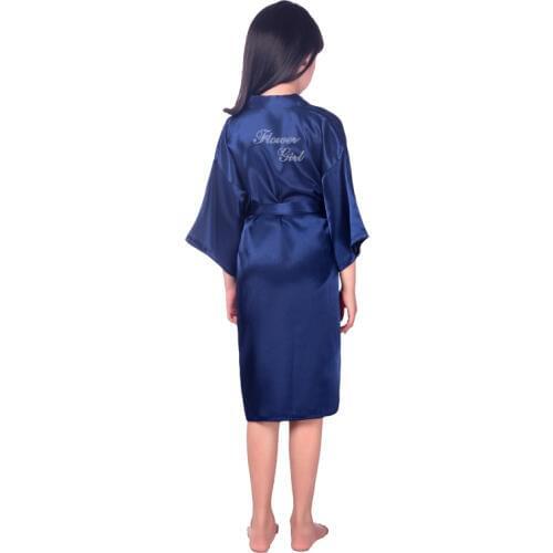 Flower Girl Letter Robes Solid Satin Kids Robes Bridesmaid Children Kimono Bathrobes Child Nightgown Wedding Party Robe B26
