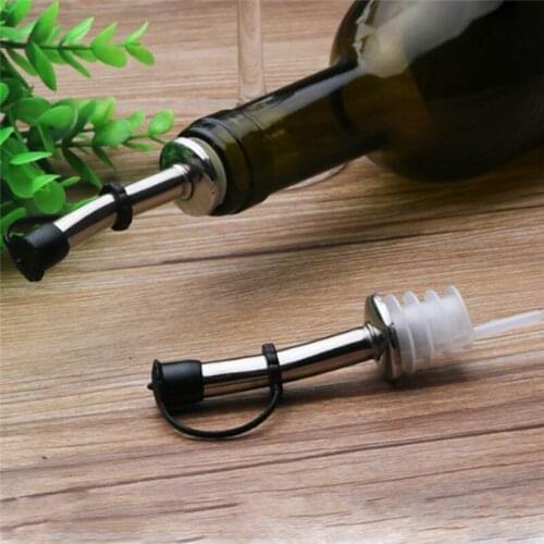 1PC Stainless Steel Oil Bottle Spout Pourer/Mouth with Stopper Flask Dry Red Wine Pot Bottle Cork Plug Olive Pourer Dispenser