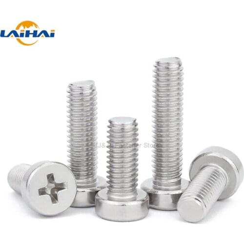 10/50X M2.5 M3 M4 M5 304 A2-70 stainless steel GB822 Phillips Cheese Head Screw Cross Thin Low Short Cap Round Column Head Bolt