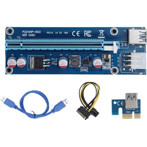 10 Pcs PCI-E Riser Board GPU Extender Riser Card Adapter 6pin PCI-E to USB 3.0 Circuit Board 006C