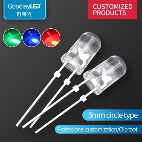1000PCS Custom products 5mm DIP LED Round Head short foot with card red yellow traffic green direct plug light emitting diode