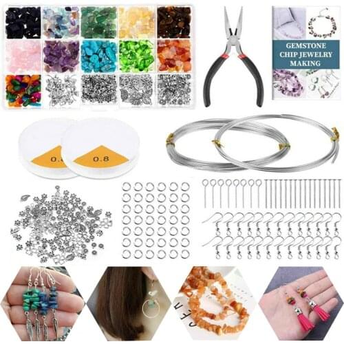 1046Pcs Crystal Chip Beads Jewelry Making Kit Natural Stone Crystal Amethyst Chips Beads Gemstones Sets For DIY Earring Necklace
