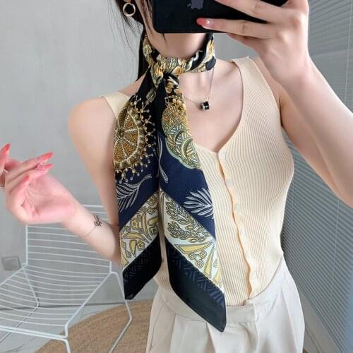 2021 new spring women scarf quality shawl silk fashion scarf headscarf beach sunscreen bag headscarf scarf 90cm*90cm