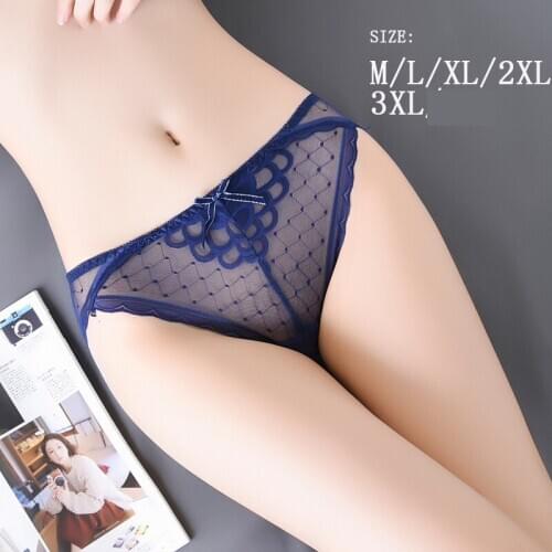 3pcs/lot Plus Size Womens Underpants sexy Transparent ultra-thin lace Female Briefs Panty sexy Lingerie Woman Underwear 3XL