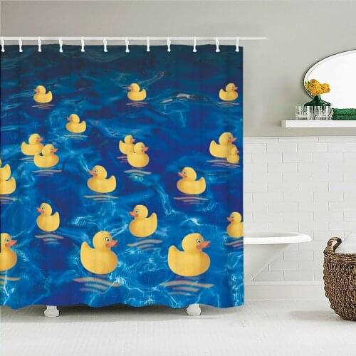 3D Lovely Little Yellow Duck Printed Shower Curtains Cartoon Home Decor Waterproof Frabic Polyester Screen With Hooks 180x180cm