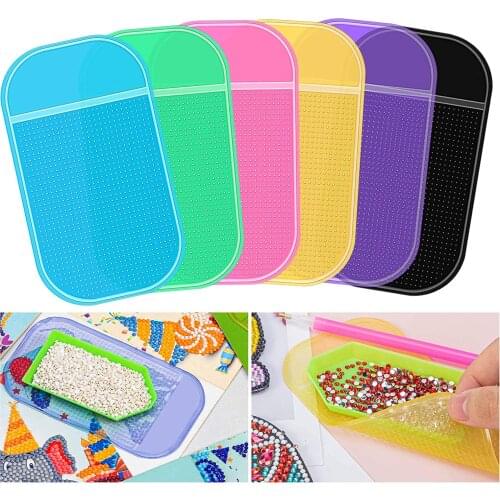 6 Pieces Anti-Slip Tools Sticky Mat for Diamond Painting, 5.6 x 3.3 Inch Non-Slip Universal Gel Pad for 5D Diamond Embroidery