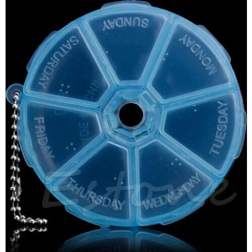 7 Day Weekly Pill Dispenser Organizer Medicine Box Case Holder Container Round U2JD