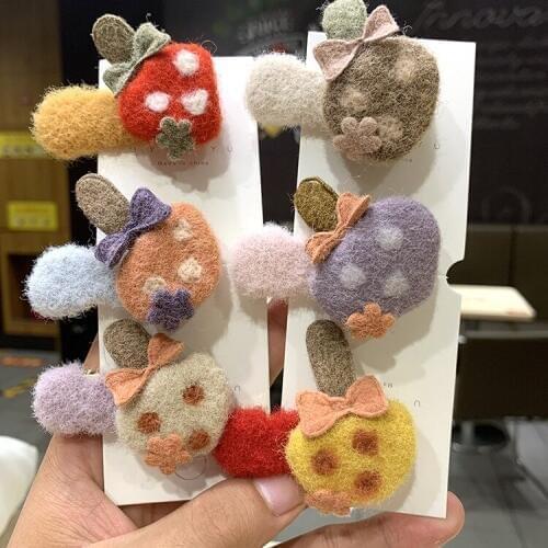 72pcs/lot DIY Simple Multi Plush Mushroom Head Hair Clips Flowers Bowknot Hairpin Hair Styling Tools Accessories HA1394