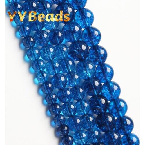 AAA+ Natural Dark Blue Crackle Crystal Beads Loose Spacer Charms Beads For Jewelry Making DIY Bracelets 15" Strand 4 6 8 10 12mm
