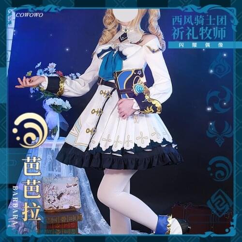 Anime! Genshin Impact Barbara Mondstadt Shining Idol Game Suit Elegant Dress Lovely Uniform Cosplay Costume Halloween Outfit