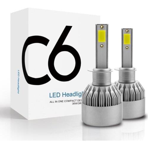 C6 H1 H3 Led Headlight Bulbs H7 LED Car Lights H4 880 H11 H13 9005 9006 9012 6000K 36W 6V-36V 6000LM Auto Headlamps Waterproof