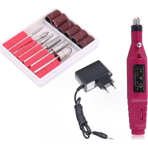 1set Mini Nail Electric Drill Nail Art Power Drill Professional Manicure Pedicure Machine Cuticle Removing Tools EU Plug Adapter