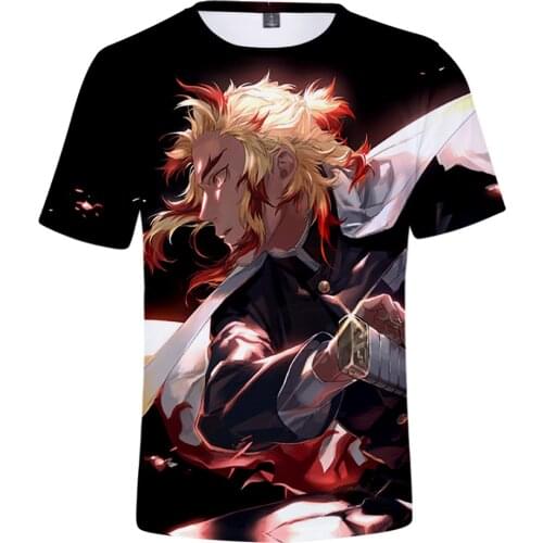 Ghost Blade Popular 3D T Shirt Women Men Fashion Demon Slayer Autumn Summer Short Sleeve T-Shirt Men and Women Casual Shirt Blue