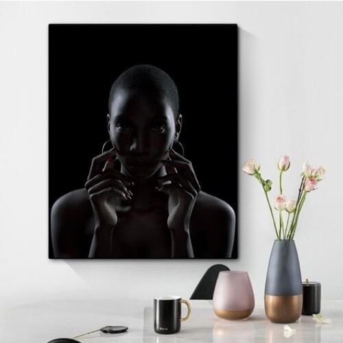 African Art Black Woman Oil Painting on Canvas Cuadros Posters and Prints Scandinavian Wall Art Picture for Living Room Decor