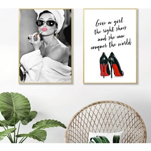 Classic Fashion Girl Make Up Modern Poste Lady Room Prints Canvas Painting Wall Art Modular Wall Picture For Bedroom Home Decor