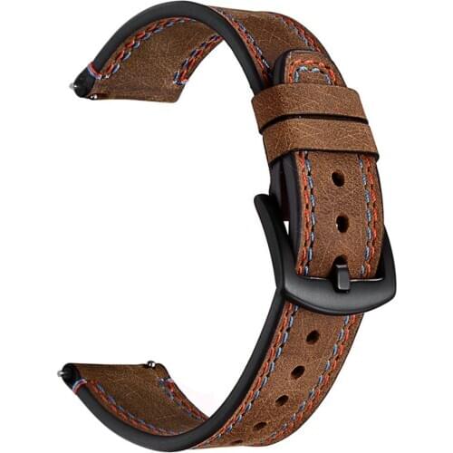 Leather Watch Bracelet 22mm Vintage Brown Sport Bands Strap For Huawei Watch GT 1/2 Genuine Leather Strap Men Wrist Strap