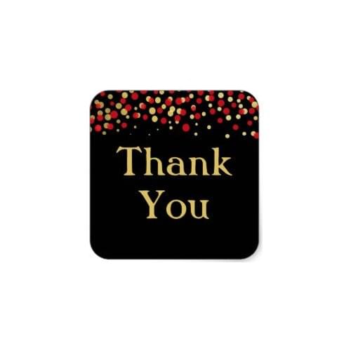 3.8cm Celebrate Love Candy Apple Red Gold Square Sticker