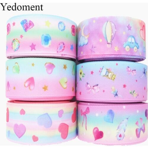 10 Yards 1"25MM Star/Heart Printed Grosgrain Ribbon For Crafts DIY Hair Bows Birthday Party Decoration M1932903