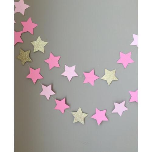 Twinkle Little Star Garland, Baby Shower Decorations, First Birthday, Pink and Gold Decorations, Birthday, Star Garland