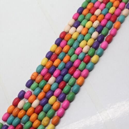 Mini. order is $7! 4x6mm Multicolor Turquoises olivary Oval spacer Loose Beads 15