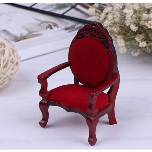 1pc DIY 1:12 Scale Mini Wooden Carved Peach Shape Chair Vintage Decoration Doll House Sofa Chair Furniture Accessories