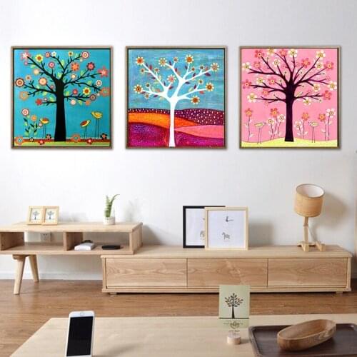 Cartoon Flower and Fruits Tree Wall Art Abstract Paintings Modern Painting On Canvas Home Decoration Living Room Pictures Décor