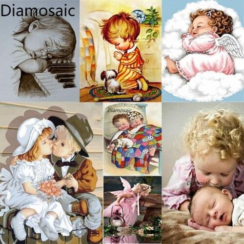 Diamosaic Round Square Diamond Painting Cuadros Cartoon Girl Embroidery Paiting By Numbers Crystal Rhinestones Cross-Stitch Kits