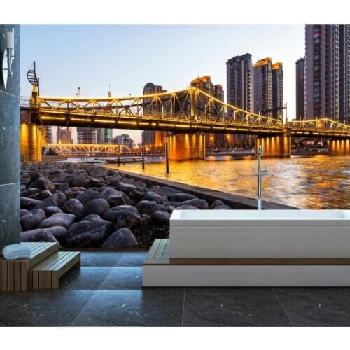 Bacal Custom modern minimalist nordic abstract hand painted city building tv mural background papel de parede 3D wallpaper