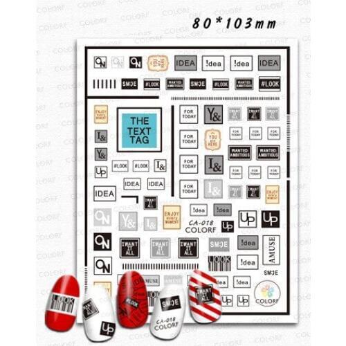 Newest CA-100 English combination 3d nail art sticker nail decal stamping export japan designs rhinestones decorations