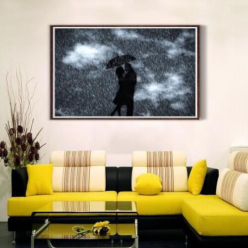 Lovers In The Rain Poster Canvas Print Painting Wall Art Bedroom Home Decoration