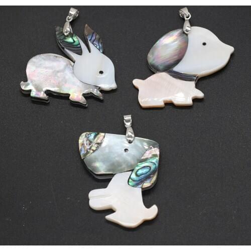 Natural Shell Pendant animal shape Mother of Pearl Splicing Abalone Shell charms For jewelry making DIY Necklace accessories