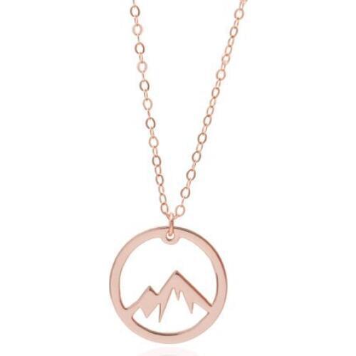 Simple Nature Snowy Mountain Necklace Circle Round Mountain Range Nature Lover Necklaces Geometric hill Sports landscape jewelry