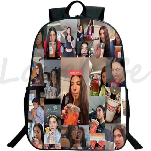 Charli Damelio Backpack Girls Student Mochila Boys Book Bags Kids Cartoon Schoolbag Men Women Travel Rucksack Children Knapsack