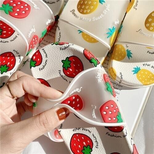 Summer Slippers Women Slides Women Shoes Cartoon Fruit Strawberry Pineapple Peach Flip Flops Sandals Beach Slides