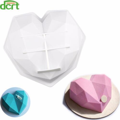 Silicone Molds Cake Decorating Tools For 3D Diamond Heart Mold Chocolate Sponge Chiffon Mousse Dessert Cake Mould For Baking