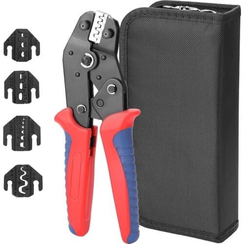 SN-48BS Ferrule Crimping Tool Kit Insulation Terminals Crimper Plier with 4 Replacement Jaws