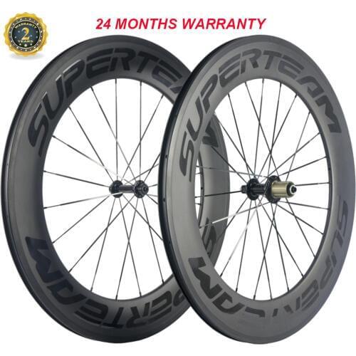 SUPERTEAM 88mm Carbon Wheels 700C Road Bike Carbon Wheelset Basalt Braking Surface Clincher 25mm Cycle Wheels