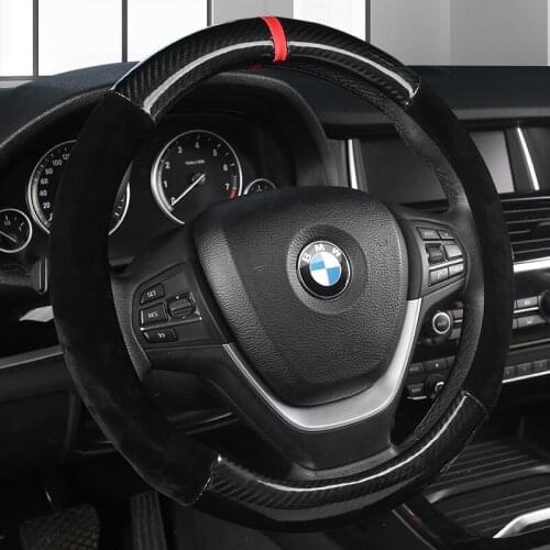 38CM Carbon Fiber+PU Leather Car Steering Wheel Cover For BMW f30 f10 e46 x5 e70 x1 x3 e39 x5 x4 f11 all models Car-Styling