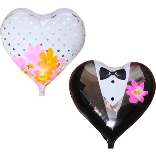 10 Pcs wedding balloon 18 inch heart-shaped suit wedding dress aluminum film balloon wedding party decoration hydrogen balloon